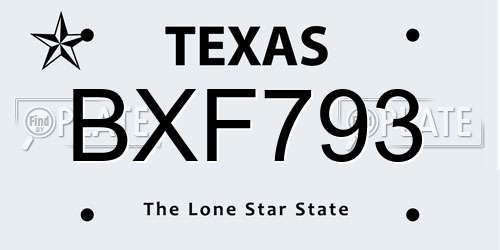 BXF793 Texas License Plate