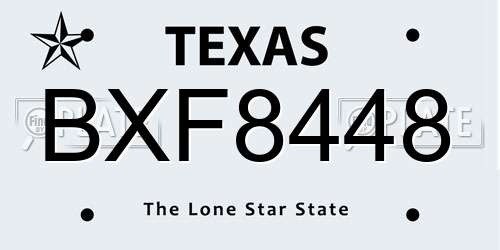 BXF8448 Texas License Plate