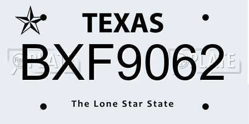 BXF9062 Texas License Plate