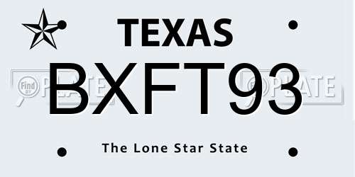 BXFT93 Texas License Plate