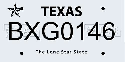 BXG0146 Texas License Plate