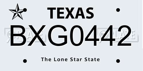 BXG0442 Texas License Plate
