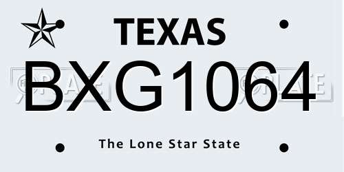 BXG1064 Texas License Plate