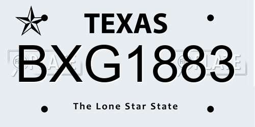 BXG1883 Texas License Plate