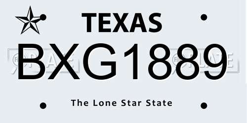 BXG1889 Texas License Plate