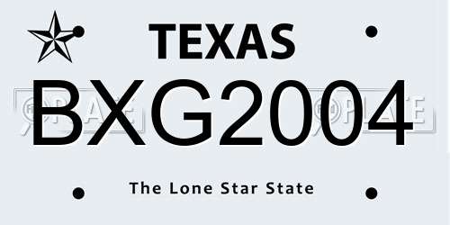 BXG2004 Texas License Plate