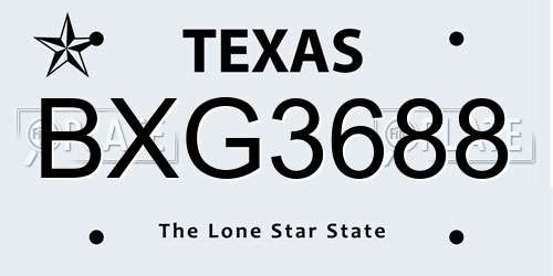 BXG3688 Texas License Plate