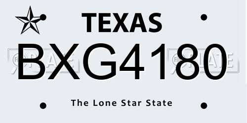 BXG4180 Texas License Plate