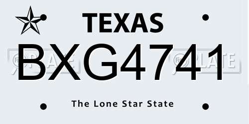 BXG4741 Texas License Plate