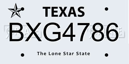 BXG4786 Texas License Plate