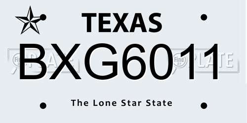 BXG6011 Texas License Plate