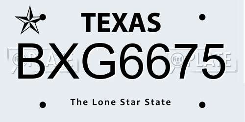 BXG6675 Texas License Plate