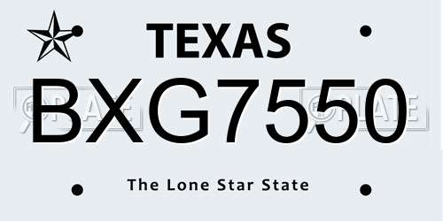 BXG7550 Texas License Plate