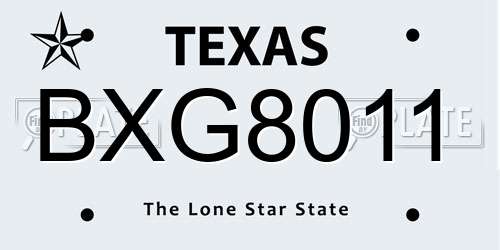 BXG8011 Texas License Plate