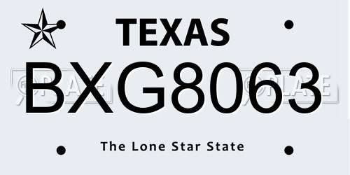 BXG8063 Texas License Plate