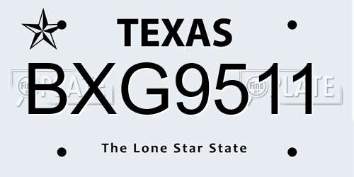 BXG9511 Texas License Plate
