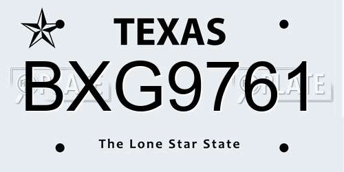 BXG9761 Texas License Plate