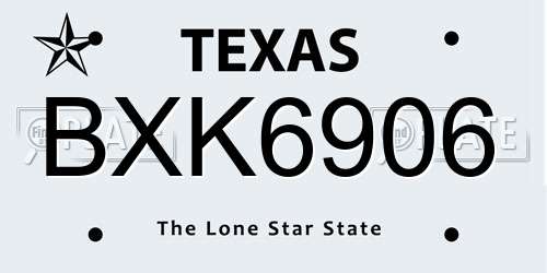 BXK6906 Texas License Plate