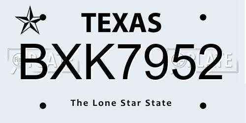 BXK7952 Texas License Plate