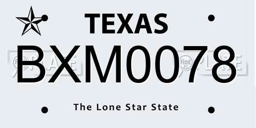 BXM0078 Texas License Plate