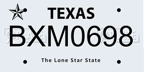 BXM0698 Texas License Plate