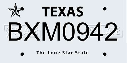BXM0942 Texas License Plate
