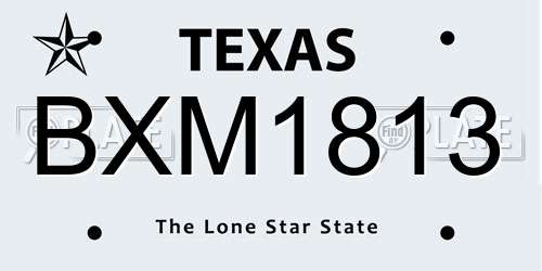 BXM1813 Texas License Plate