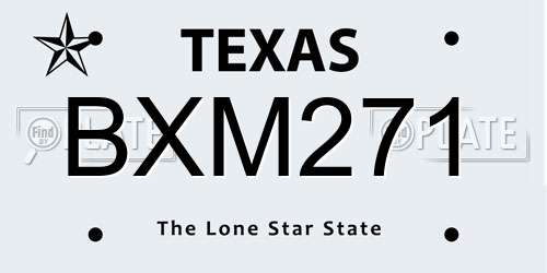 BXM271 Texas License Plate
