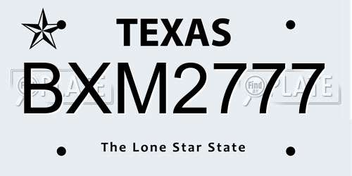 BXM2777 Texas License Plate