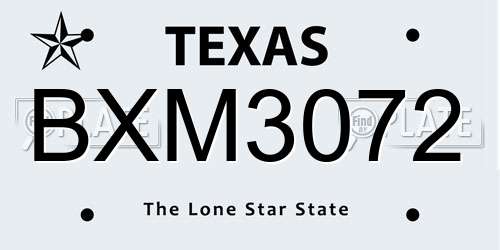 BXM3072 Texas License Plate