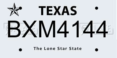 BXM4144 Texas License Plate