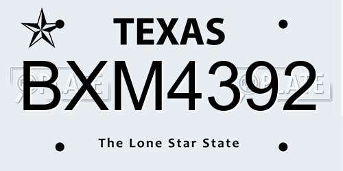 BXM4392 Texas License Plate