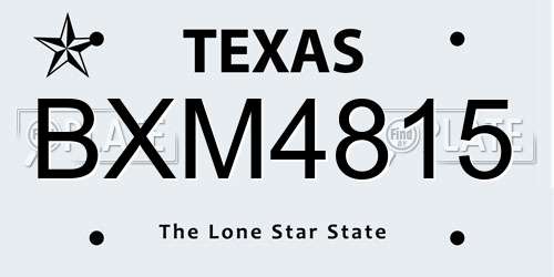 BXM4815 Texas License Plate