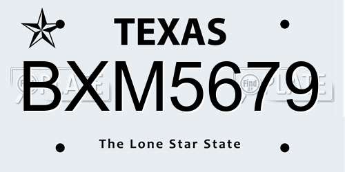 BXM5679 Texas License Plate