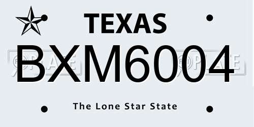 BXM6004 Texas License Plate