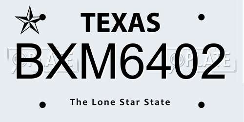 BXM6402 Texas License Plate
