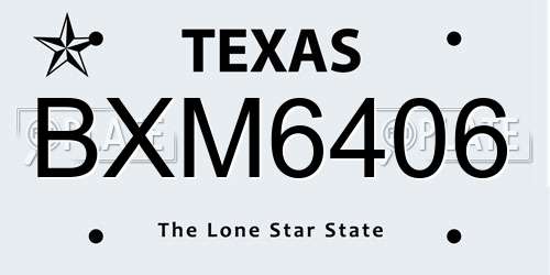 BXM6406 Texas License Plate