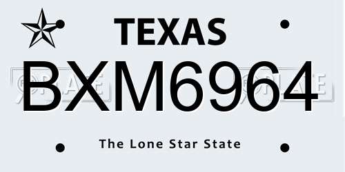 BXM6964 Texas License Plate