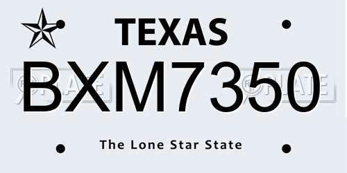 BXM7350 Texas License Plate