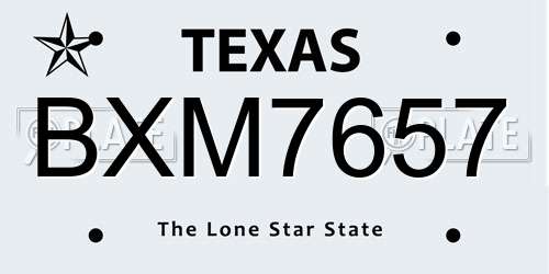 BXM7657 Texas License Plate