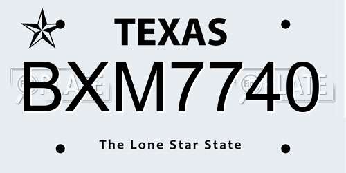 BXM7740 Texas License Plate