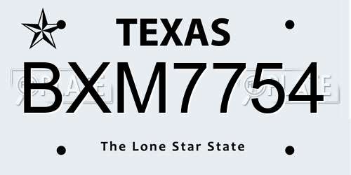 BXM7754 Texas License Plate