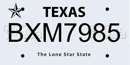 BXM7985 Texas License Plate