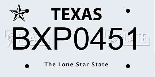 BXP0451 Texas License Plate