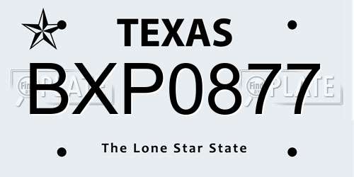 BXP0877 Texas License Plate