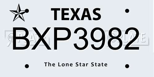 BXP3982 Texas License Plate