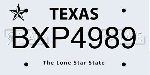 BXP4989 Texas License Plate