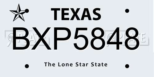 BXP5848 Texas License Plate