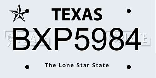 BXP5984 Texas License Plate