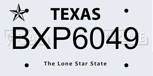 BXP6049 Texas License Plate